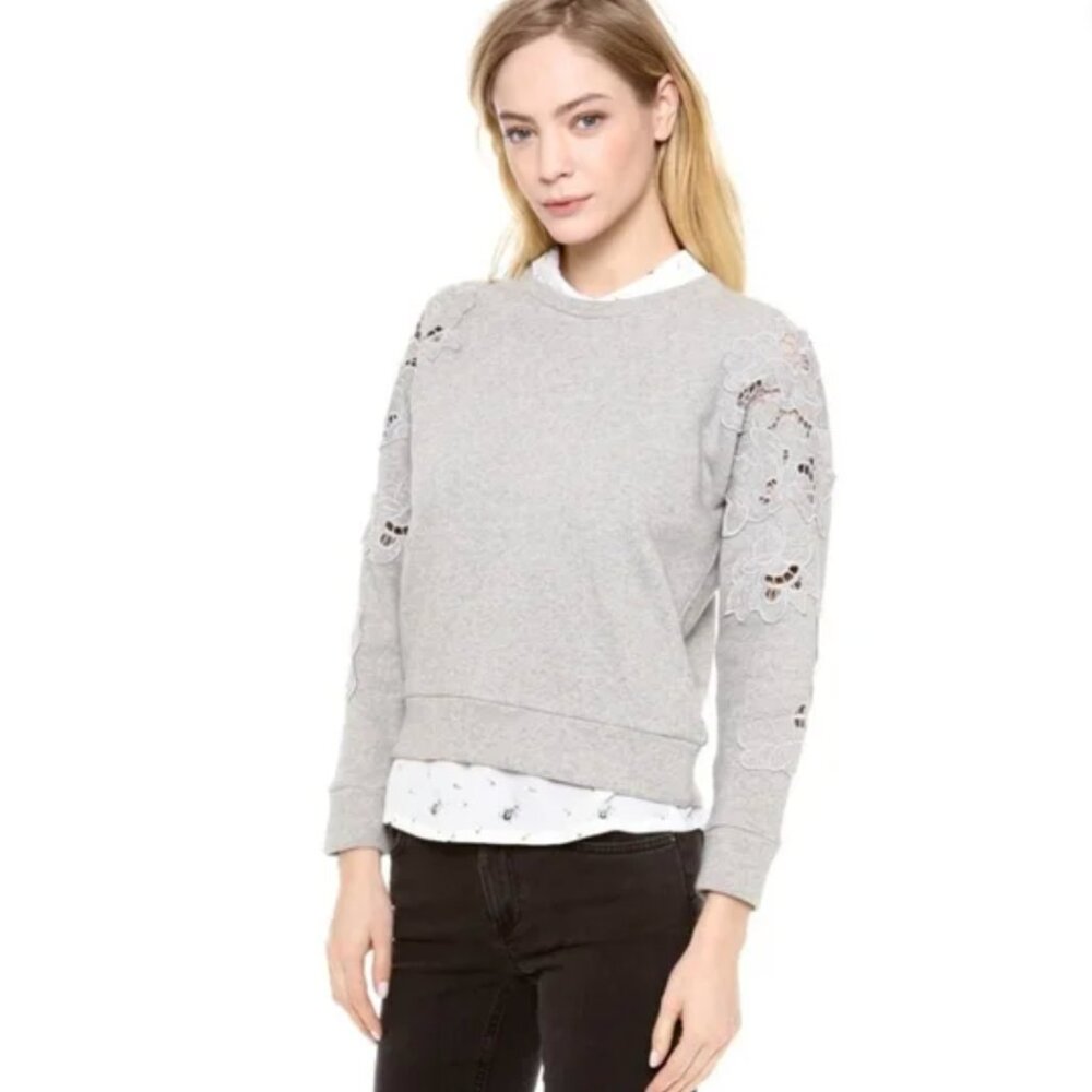 Rebecca Taylor Floral Cutout Sweatshirt, Size Small